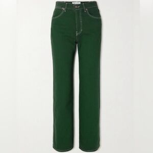 Reformation Cowboy High Rise Straight Jeans Emerald Green Size 26